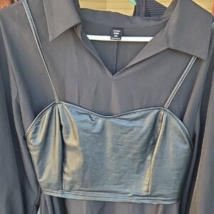 Black Dress with Faux Leather Bustier